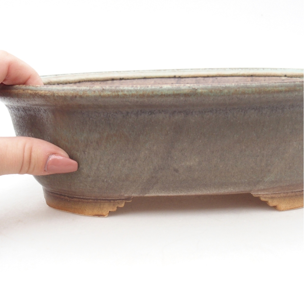 Keramická bonsai miska 25 x 21,5 x 7,5 cm, barva zelená