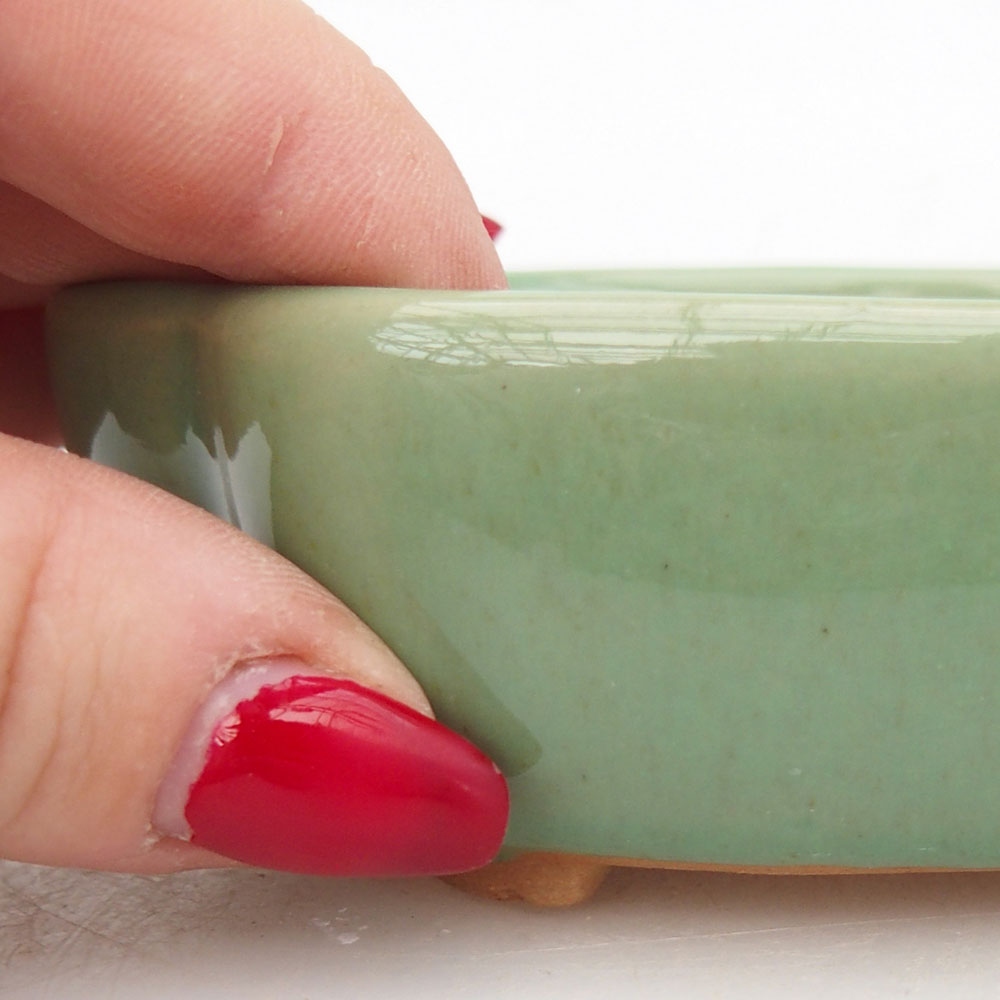 Keramická bonsai miska 10,5 x 8,5 x 3,5 cm, barva zelená