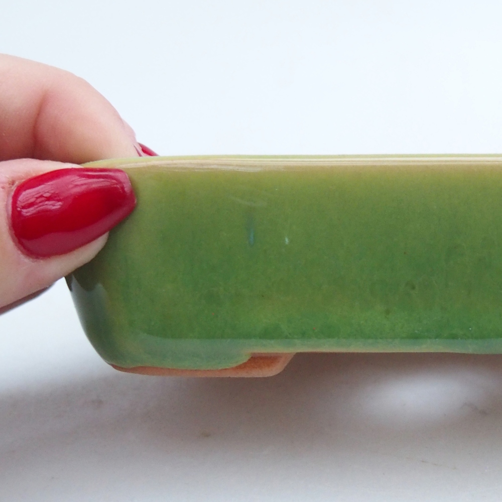 Keramická bonsai miska 12 x 9 x 3 cm, barva zelená