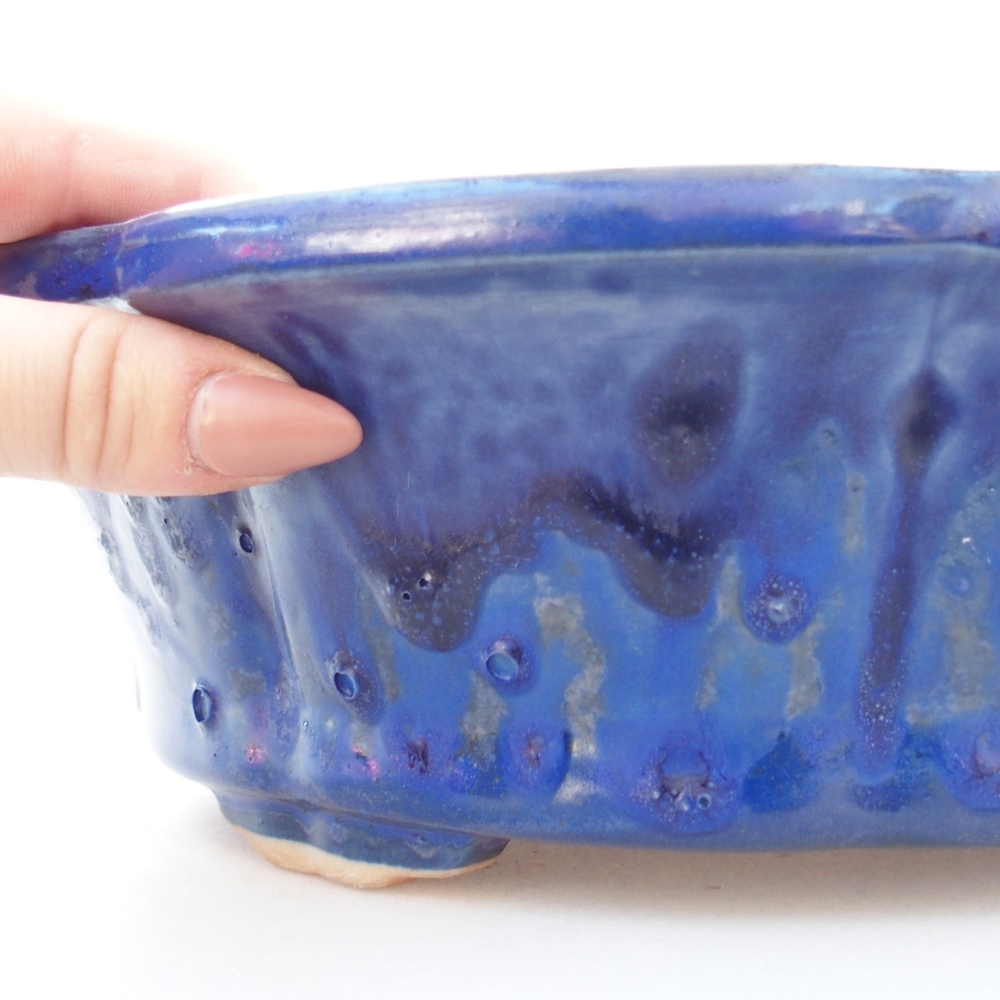 Keramická bonsai miska 26 x 26 x 8 cm, barva modrá