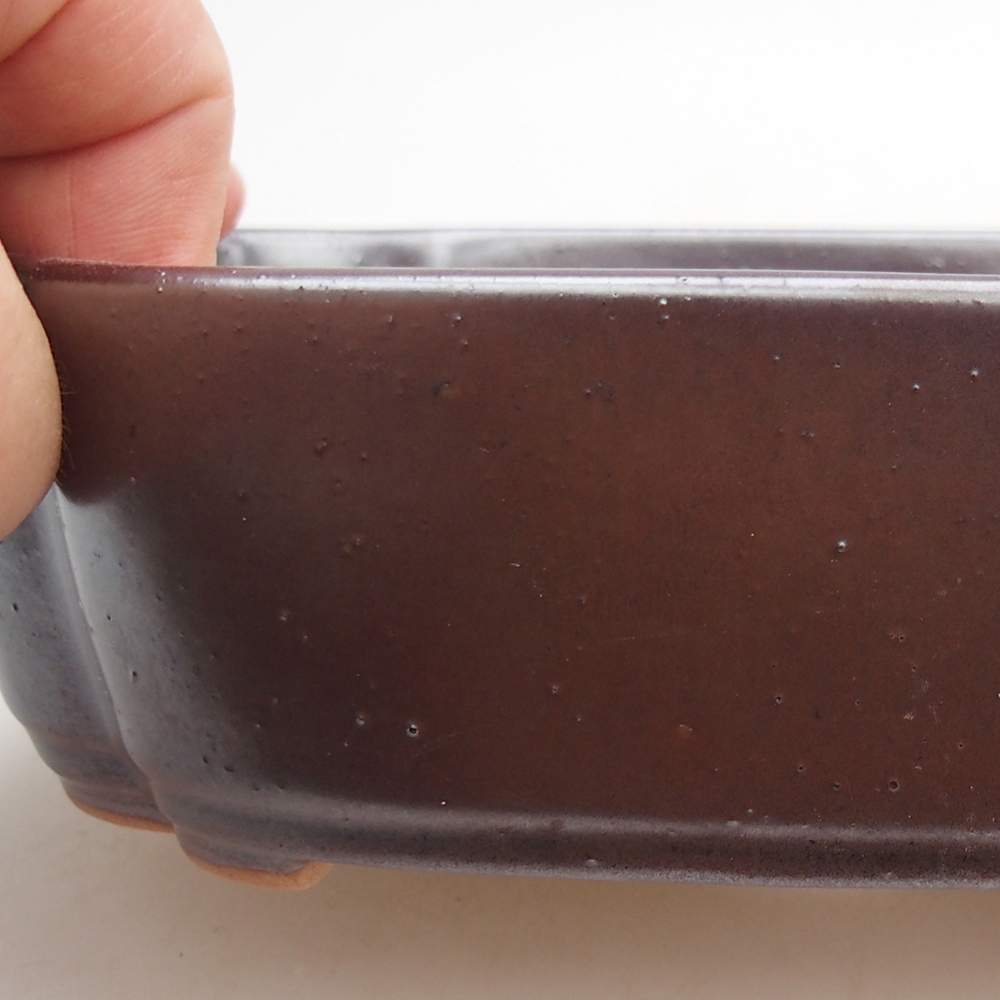 Keramická bonsai miska 18 x 13 x 5 cm, barva hnědá