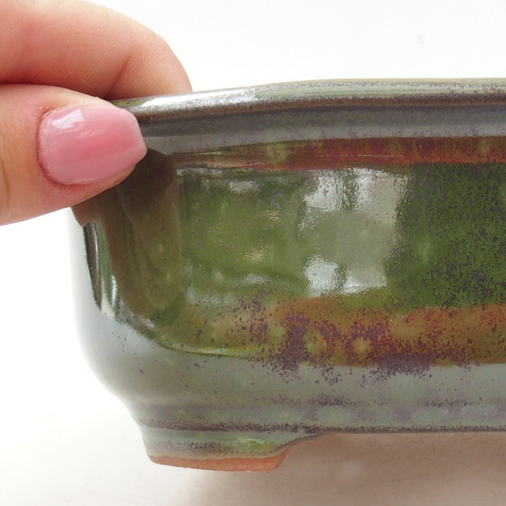 Keramická bonsai miska 15,5 x 12 x 5,5 cm, barva zelená