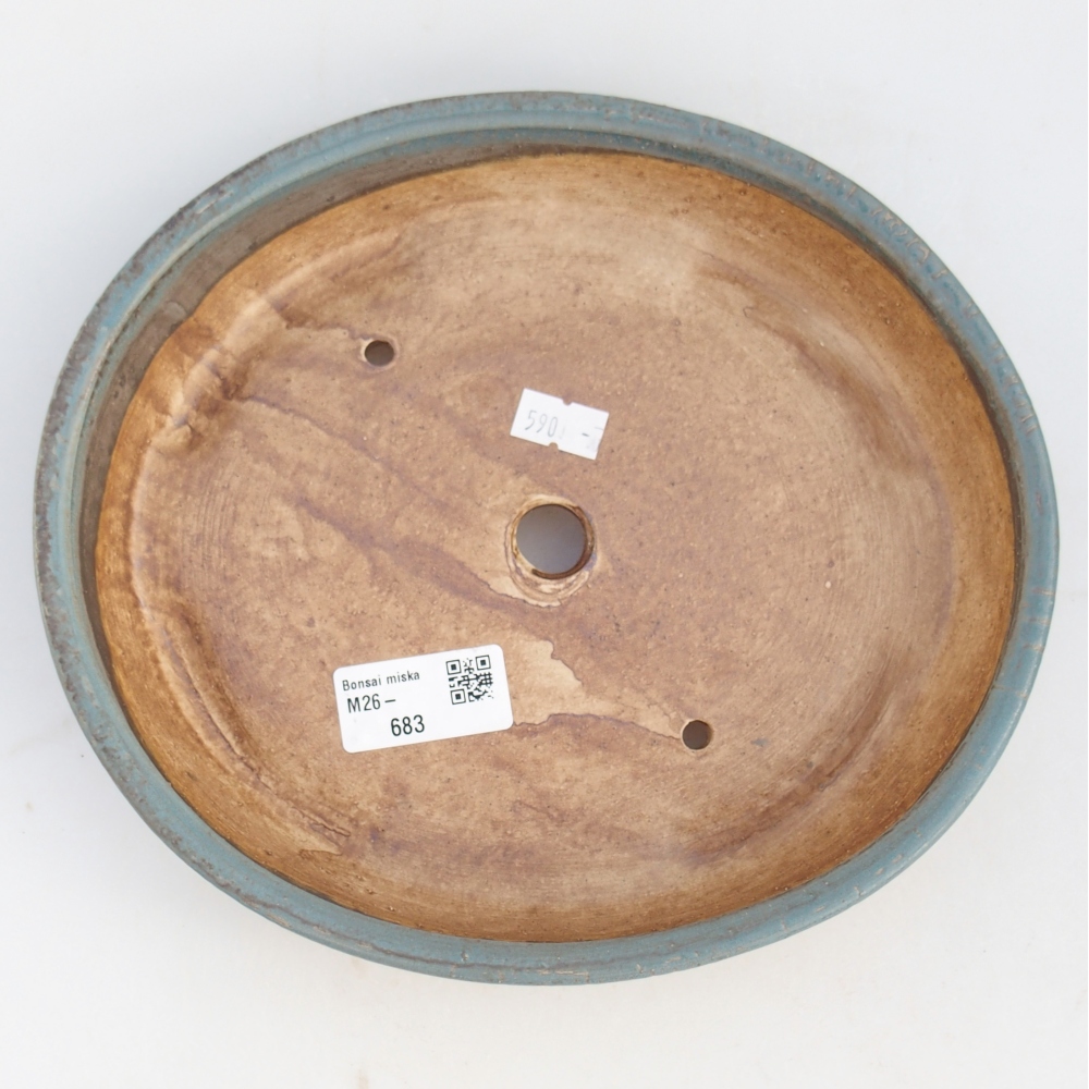 Keramická bonsai miska 23 x 20 x 4,5 cm, barva modrá