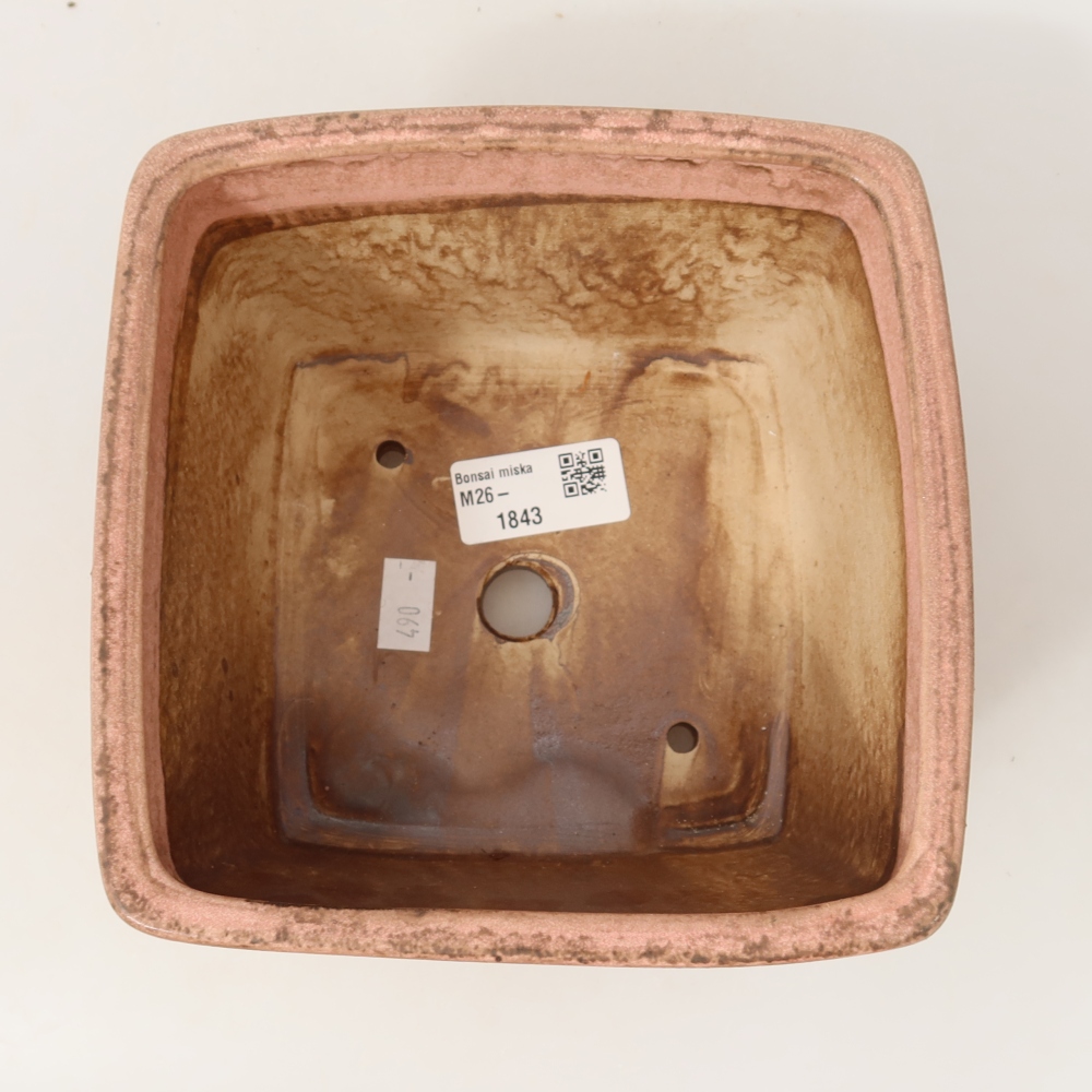Keramická bonsai miska 16 x 16 x 10 cm, barva růžová