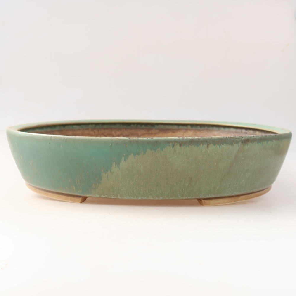 Keramická bonsai miska 32 x 27,5 x 6,5 cm, barva zelená