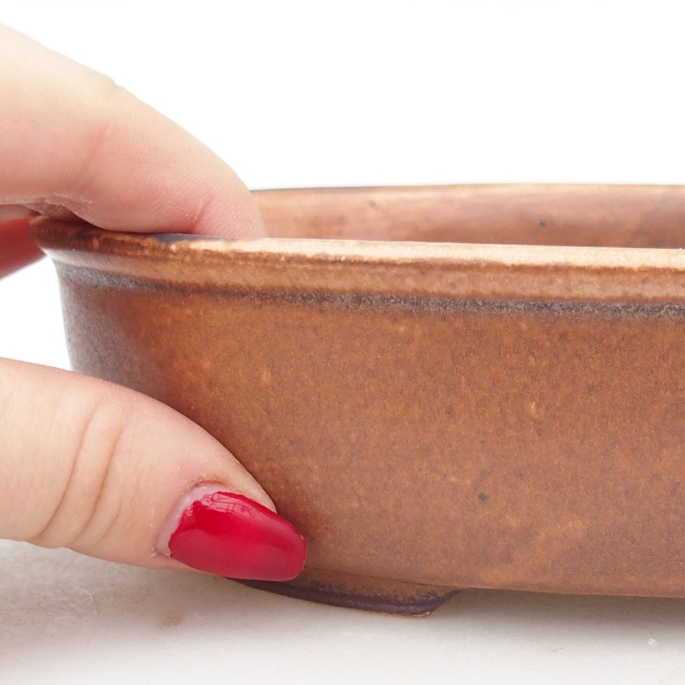 Keramická bonsai miska 19 x 14 x 5 cm, barva hnědá