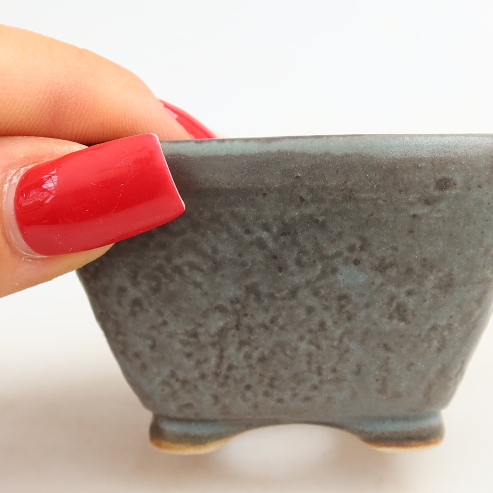 Keramická bonsai miska 6 x 6 x 4 cm, barva modrá