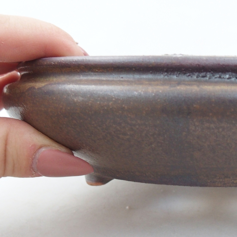 Keramická bonsai miska 15 x 15 x 5 cm, barva hnědá