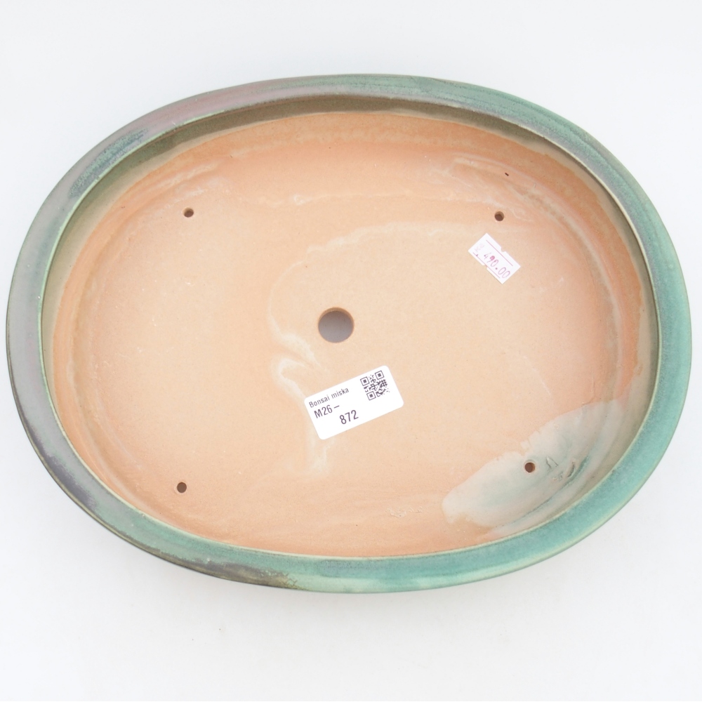 Keramická bonsai miska 26,5 x 21 x 5 cm, barva zelená