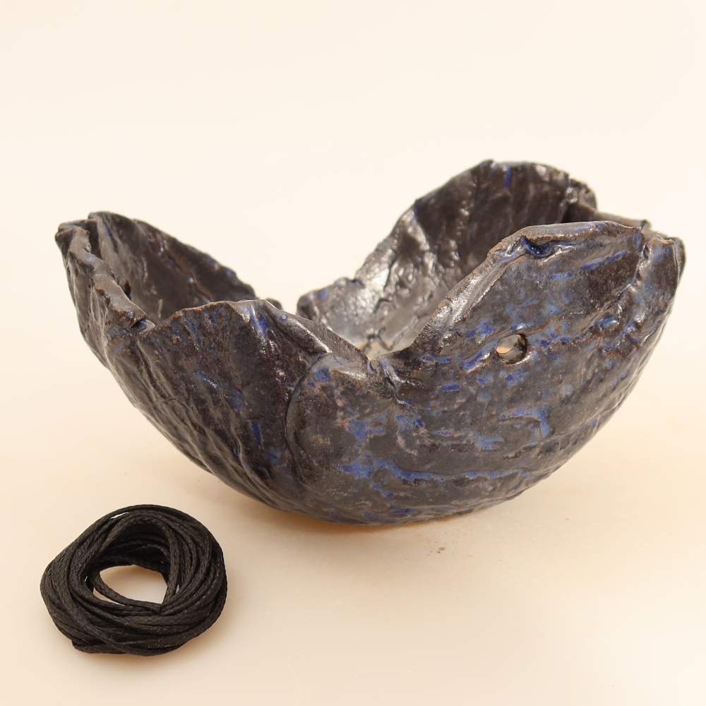 Keramická Skořápka na Kokedamu 14 x 12 x 7 cm , barva modrá