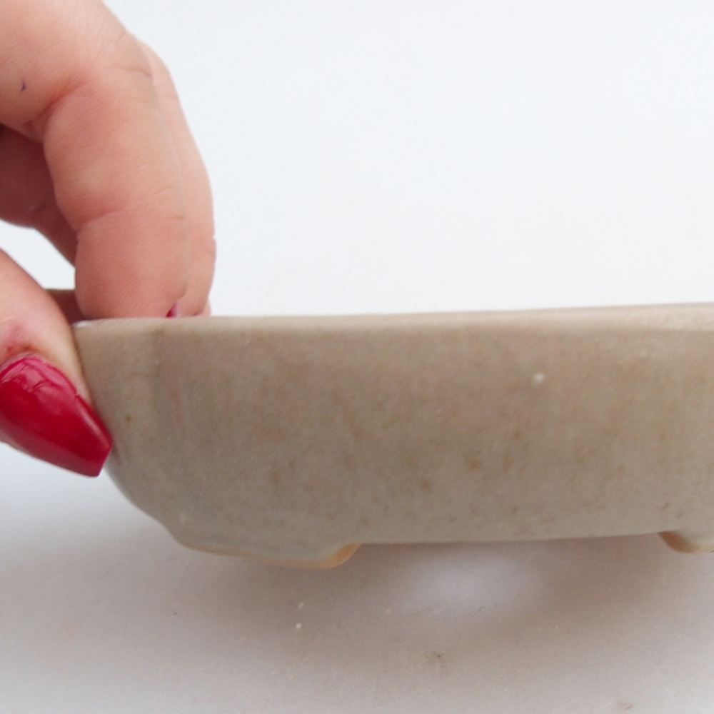 Keramická bonsai miska 11 x 11 x 3 cm, barva béžová