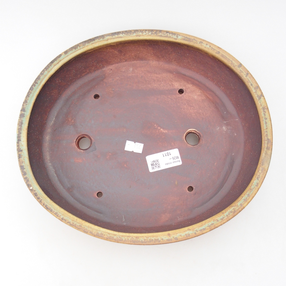 Keramická bonsai miska 28 x 24,5 x 6 cm, barva zelená