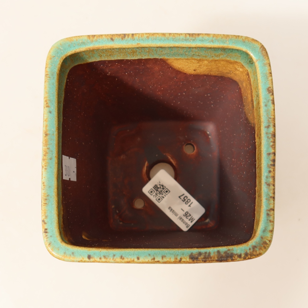 Keramická bonsai miska 10,5 x 10,5 x 12 cm, barva zelená