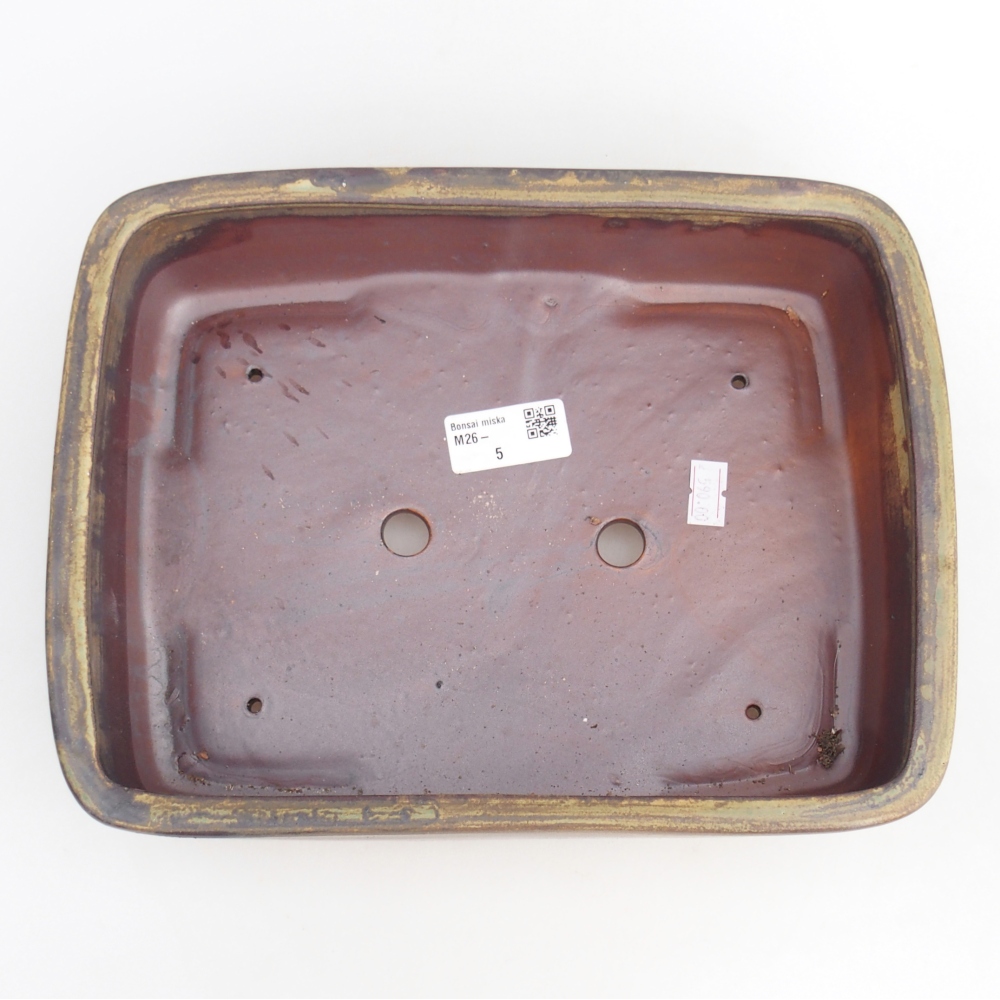Keramická bonsai miska 26,5 x 20,5 x 7 cm, barva zelená