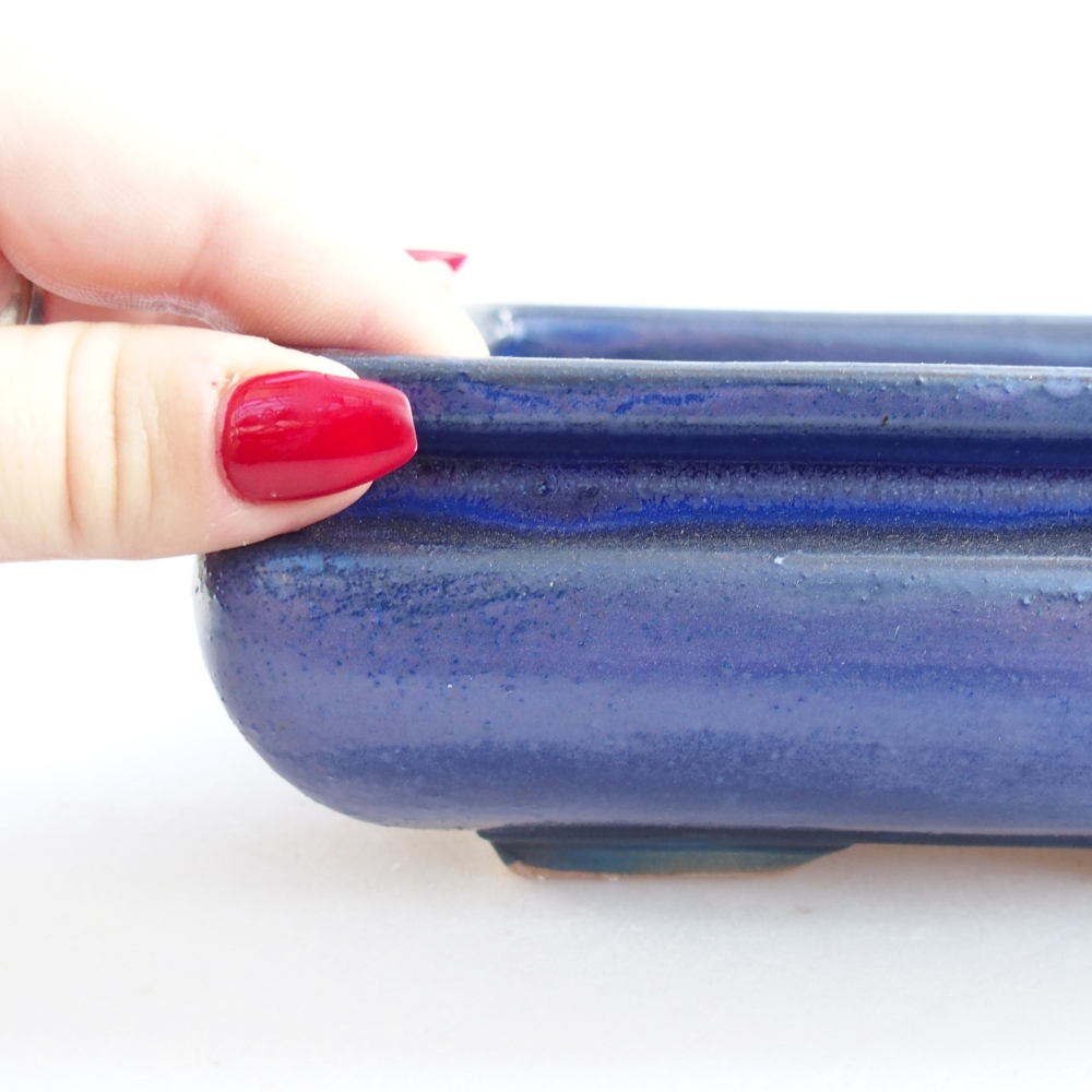 Keramická bonsai miska 15,5 x 15,5 x 6 cm, barva modrá