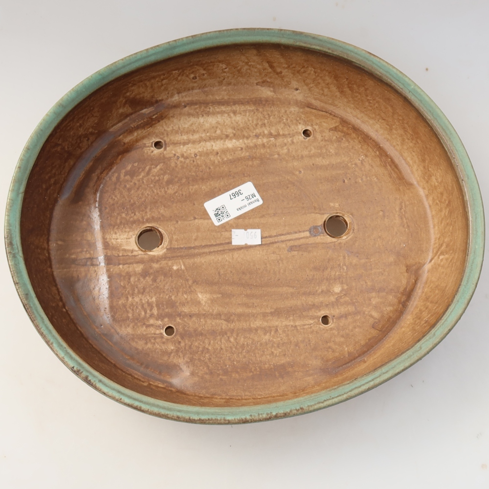 Keramická bonsai miska 32 x 27,5 x 6,5 cm, barva zelená