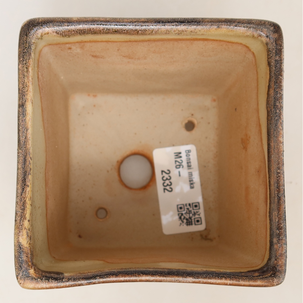 Keramická bonsai miska 8,5 x 8,5 x 9 cm, barva hnědá