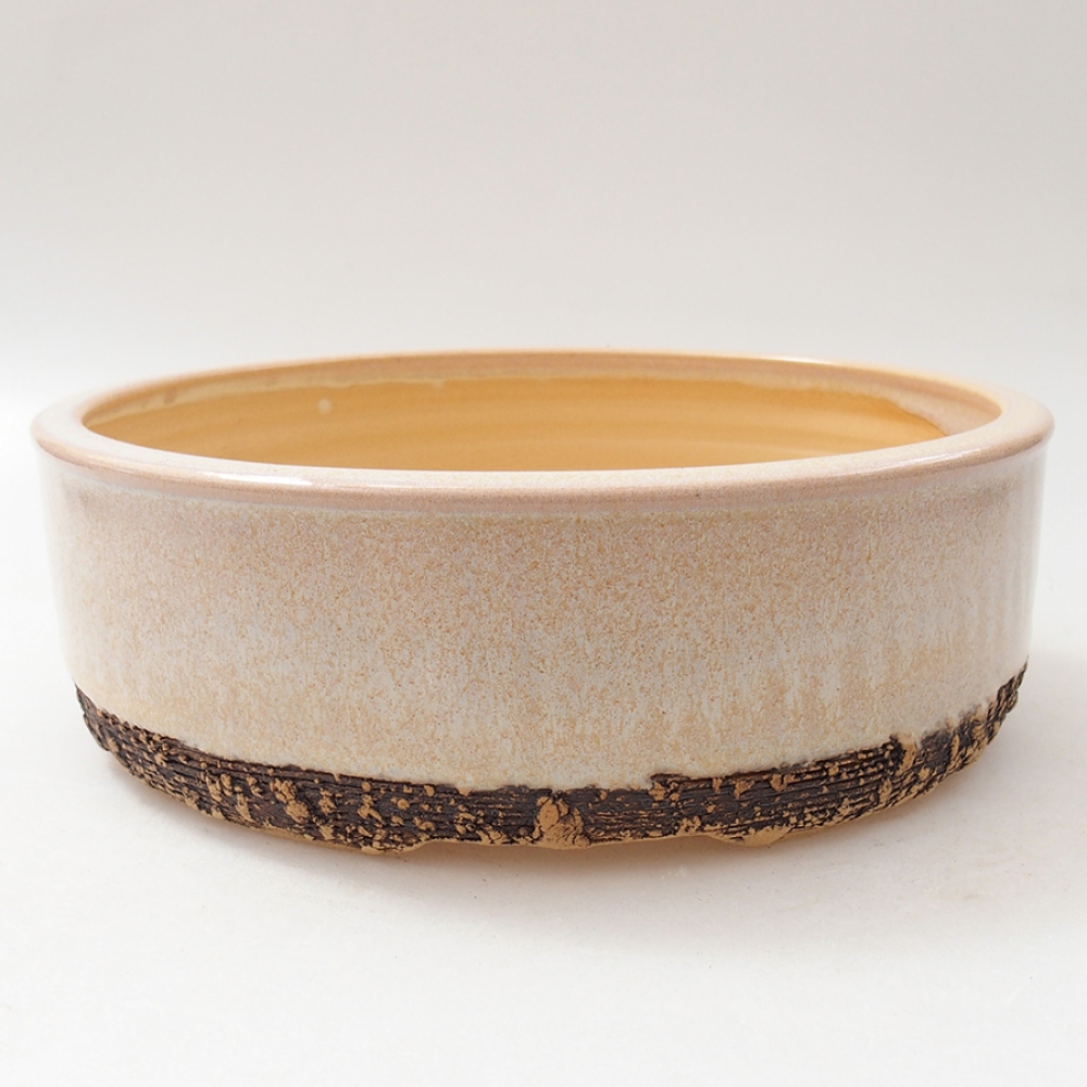Keramická bonsai miska 18,5 x 18,5 x 6 cm, barva béžová