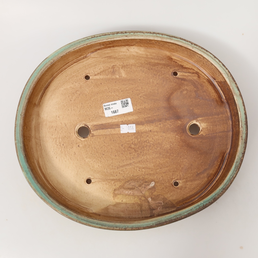 Keramická bonsai miska 30,5 x 26,5 x 4 cm, barva zelená