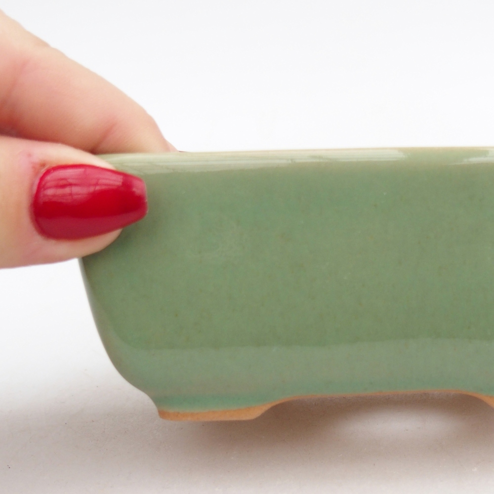 Keramická bonsai miska 10,5 x 7,5 x 4,5 cm, barva zelená