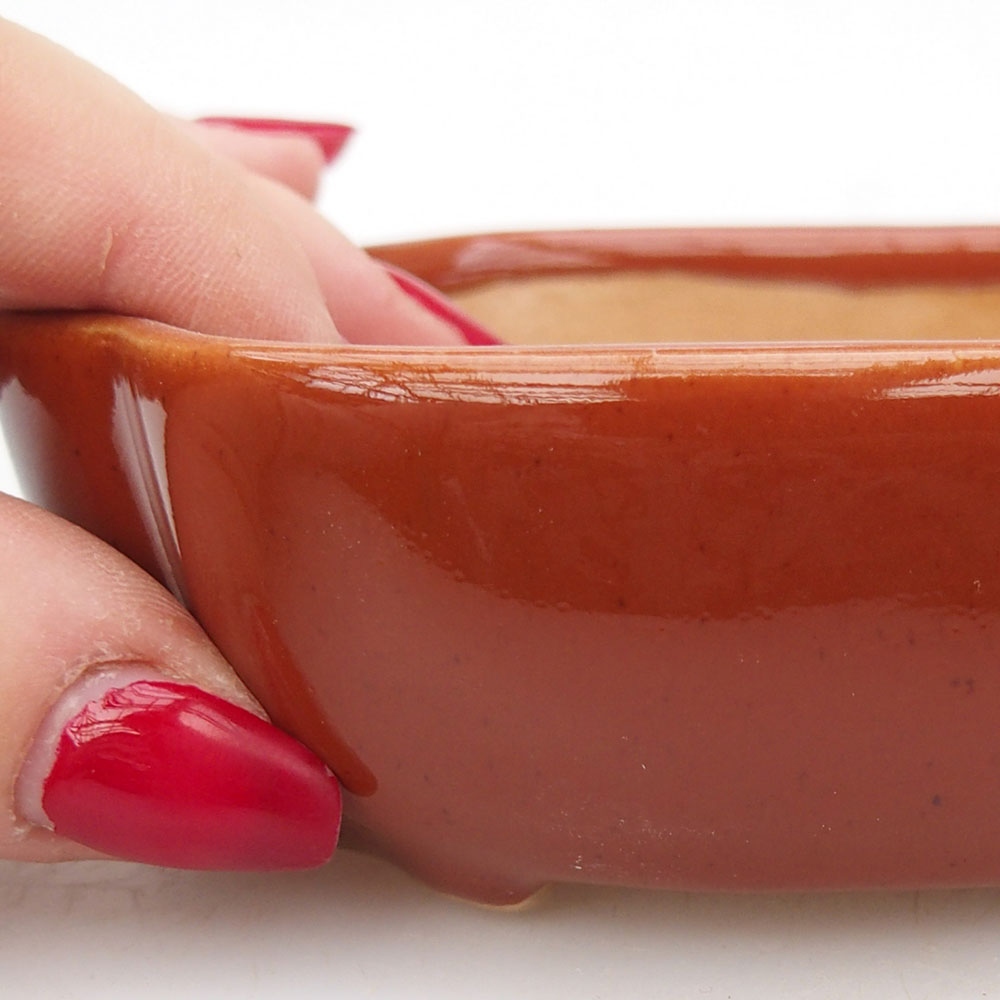 Keramická bonsai miska 10,5 x 8,5 x 3,5 cm, barva hnědá