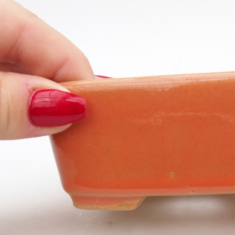 Keramická bonsai miska 10,5 x 8,5 x 4 cm, barva oranžová