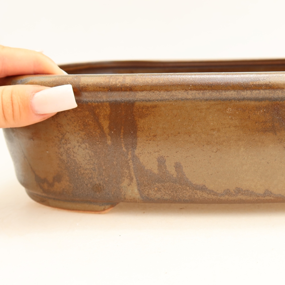 Keramická bonsai miska 31,5 x 24 x 8 cm, barva hnědá