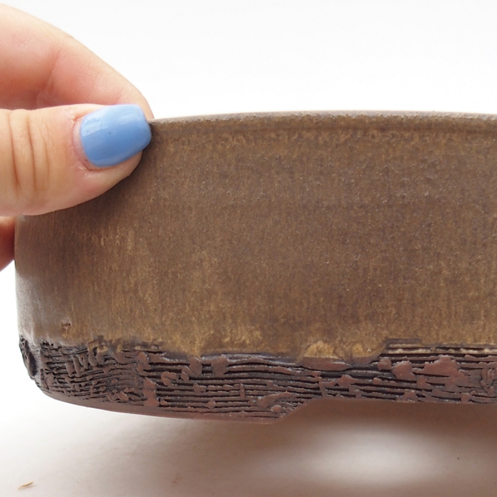 Keramická bonsai miska 20 x 20 x 6 cm, barva hnědá
