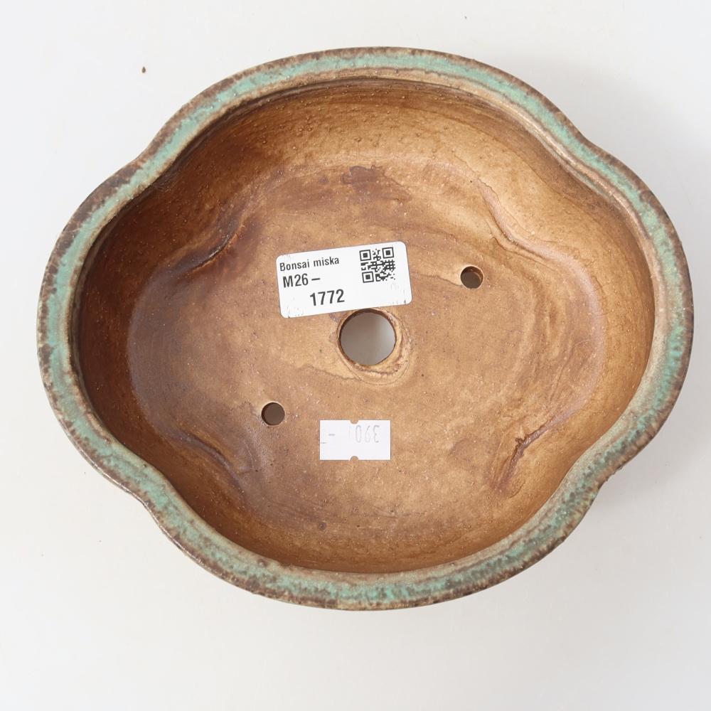 Keramická bonsai miska 17,5 x 15,5 x 5,5 cm, barva zelená