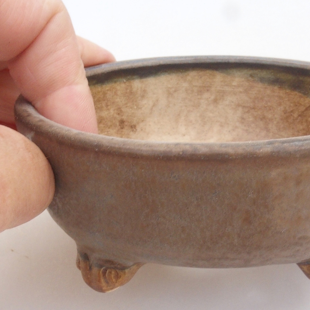 Keramická bonsai miska 10,5 x 10,5 x 4,5 cm, barva hnědá