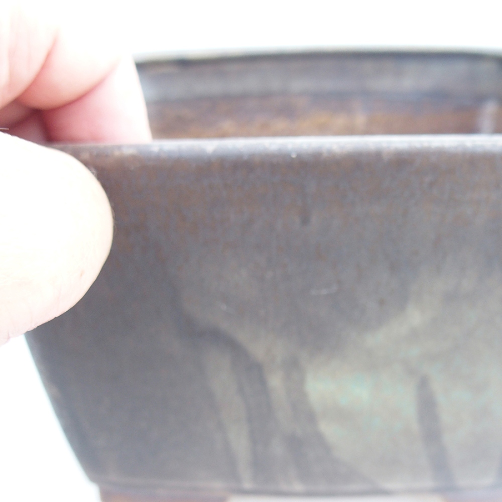 Keramická bonsai miska 15 x 15 x 9,5 cm, barva zelená