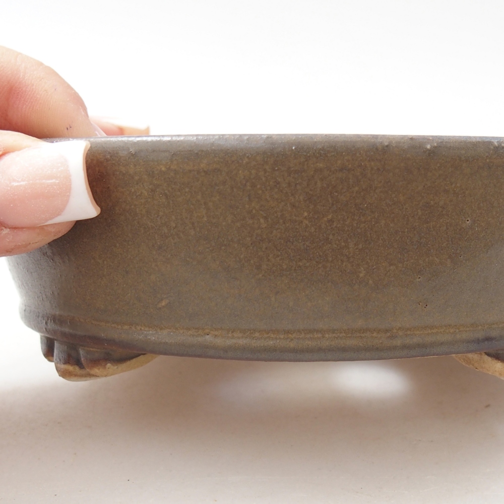 Keramická bonsai miska 13,5 x 13,5 x 4 cm, barva hnědá