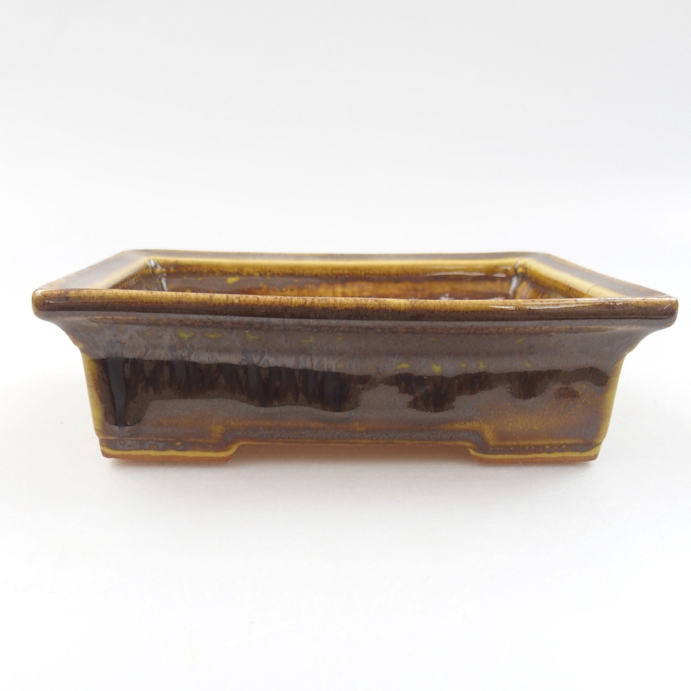 Keramická bonsai miska 13 x 10 x 4 cm, barva žlutá