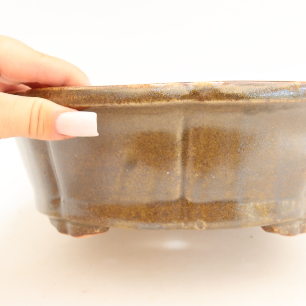 Keramická bonsai miska 26 x 26 x 8 cm, barva hnědá