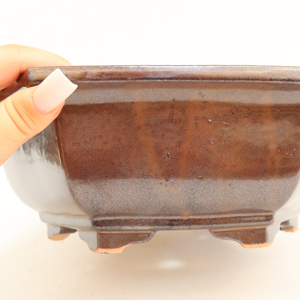 Keramická bonsai miska 28 x 24,5 x 9 cm, barva vínová