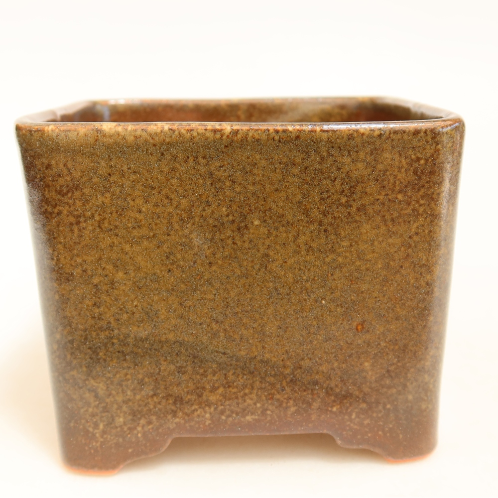 Keramická bonsai miska 10 x 10 x 8,5 cm, barva hnědá