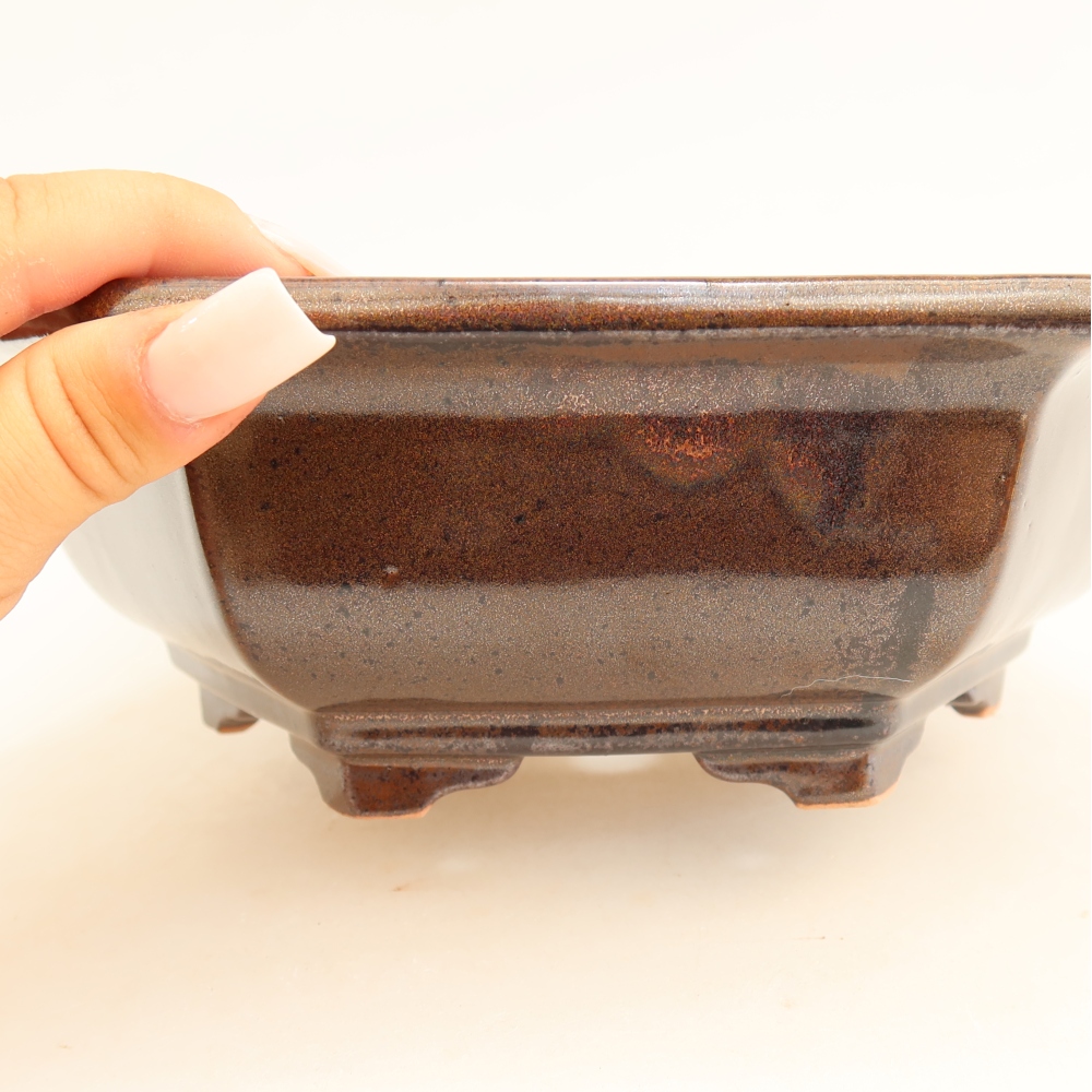 Keramická bonsai miska 24 x 21,5 x 7,5 cm, barva hnědá