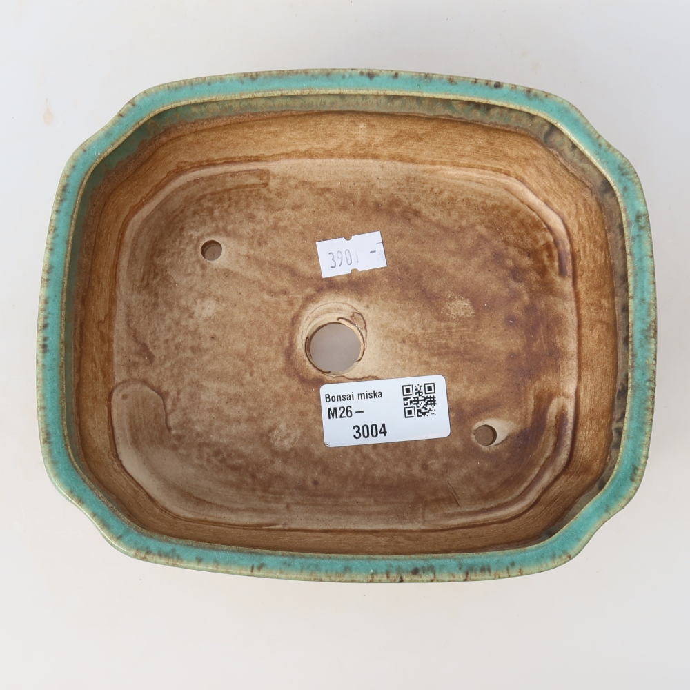 Keramická bonsai miska 17,5 x 14,5 x 5 cm, barva zelená