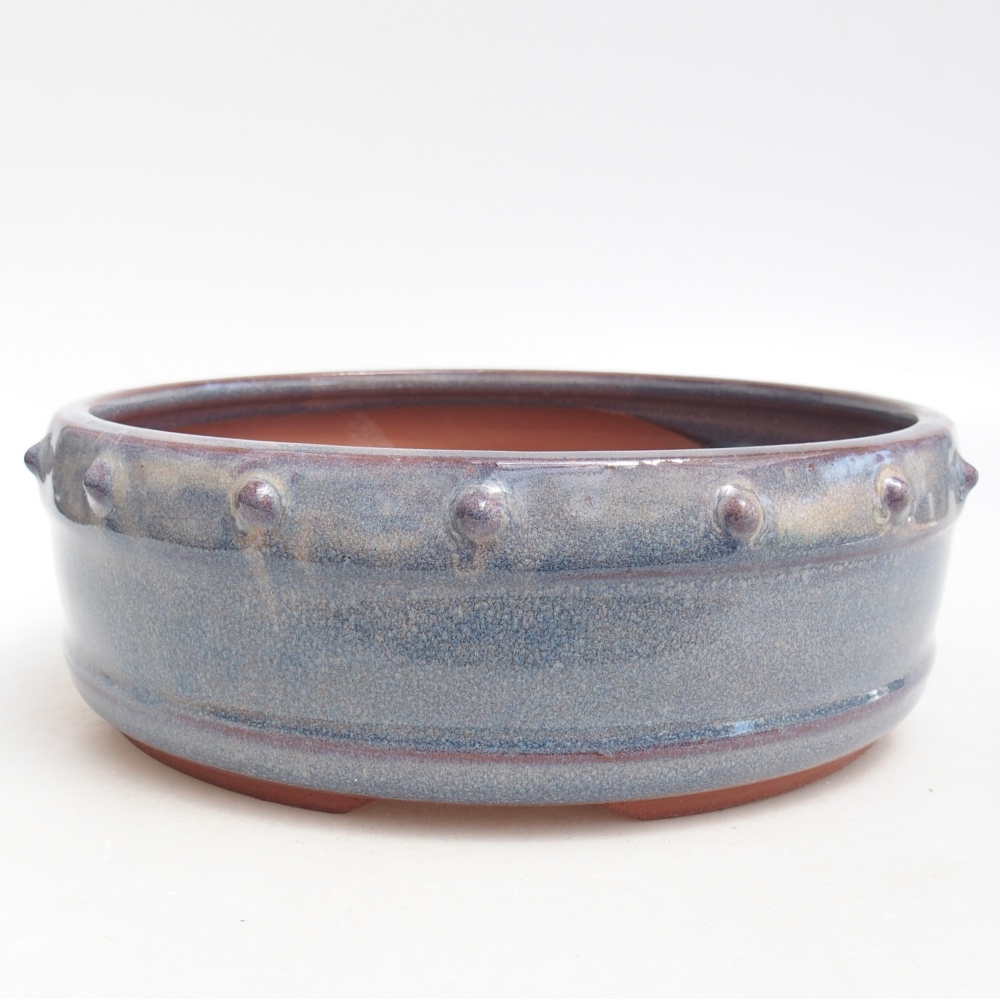 Keramická bonsai miska 19,5 x 19,5 x 6,5 cm, barva modrá