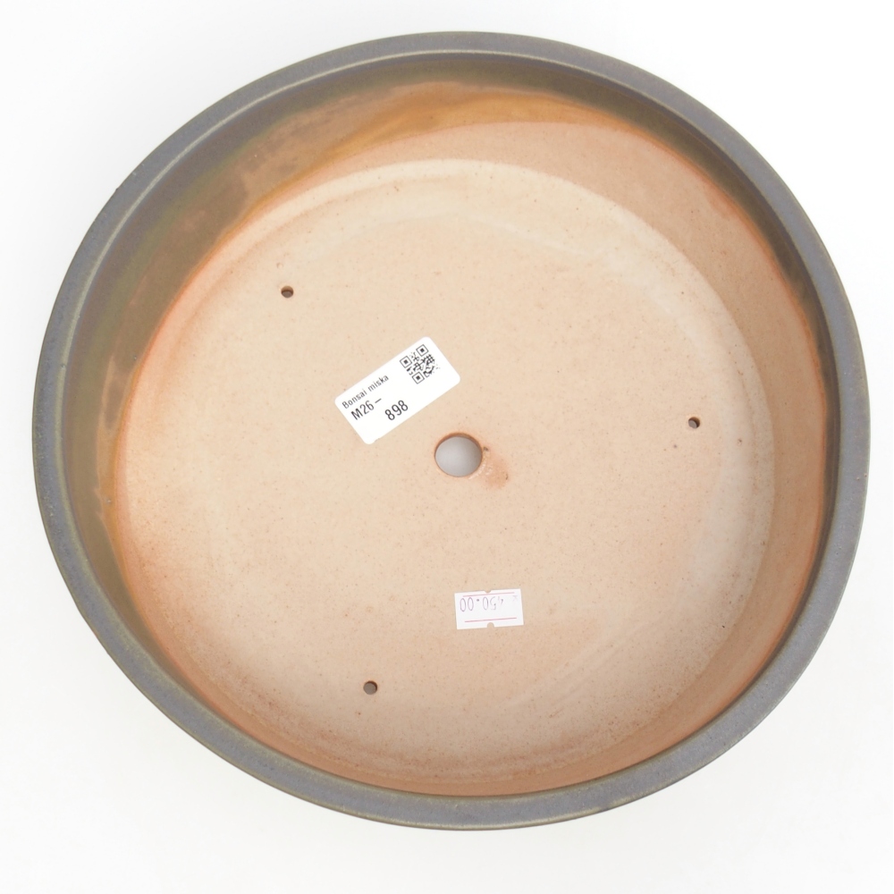 Keramická bonsai miska 24,5 x 24,5 x 7,5 cm, barva zelenošedá