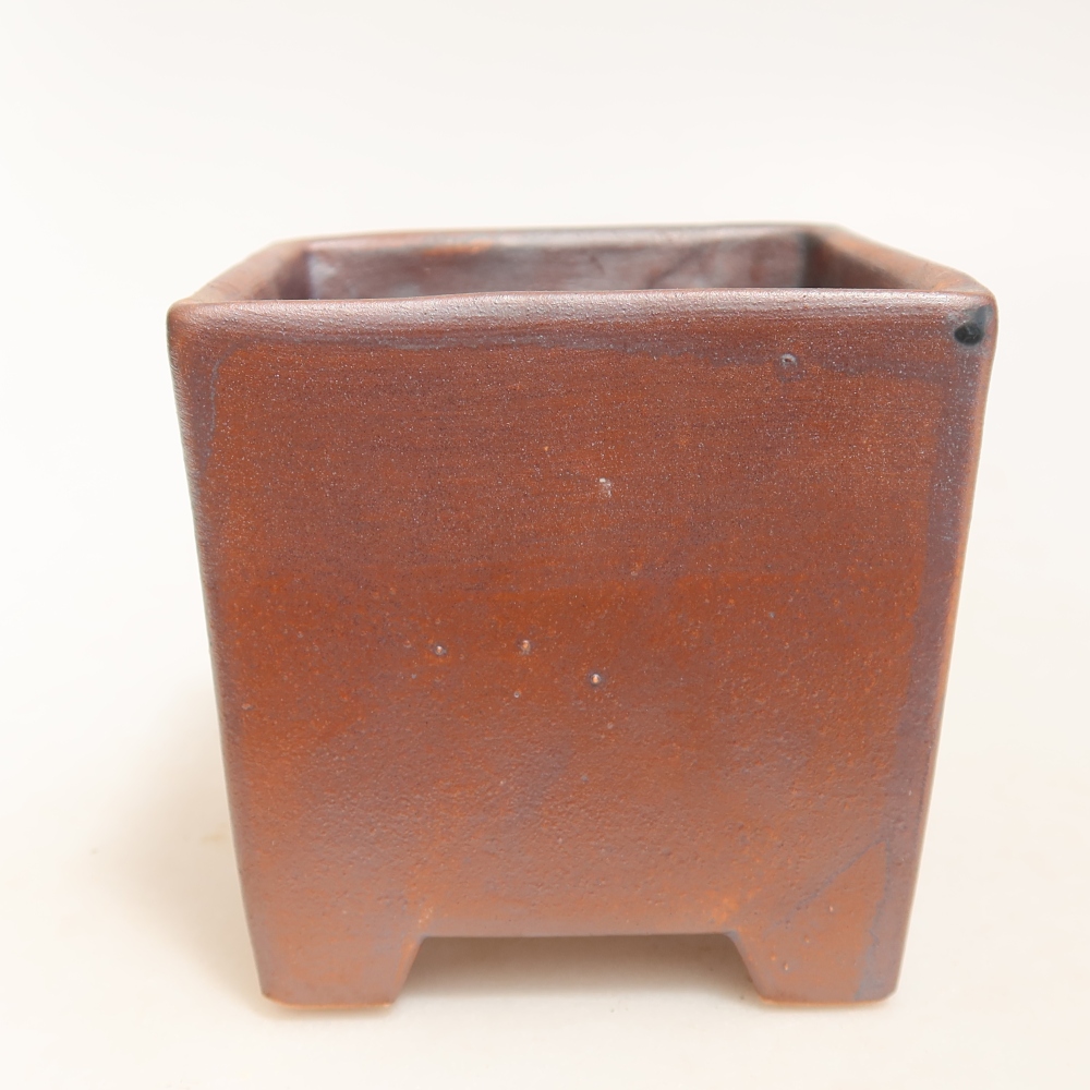 Keramická bonsai miska 9 x 9 x 8,5 cm, barva kovová