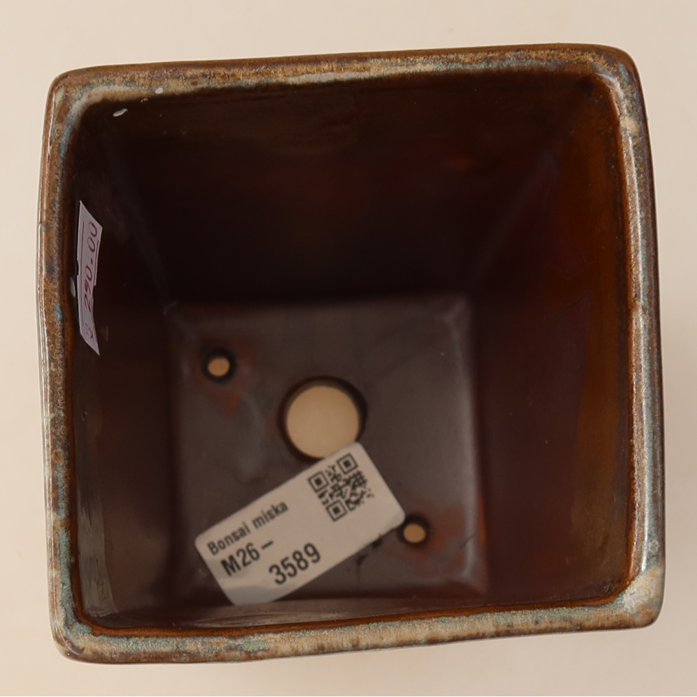 Keramická bonsai miska 9 x 9 x 12,5 cm, barva hnědá