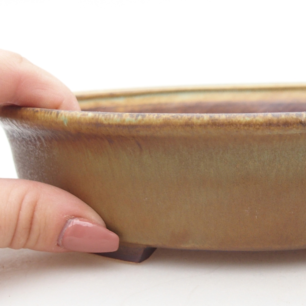 Keramická bonsai miska 21 x 19 x 8 cm, barva zelená