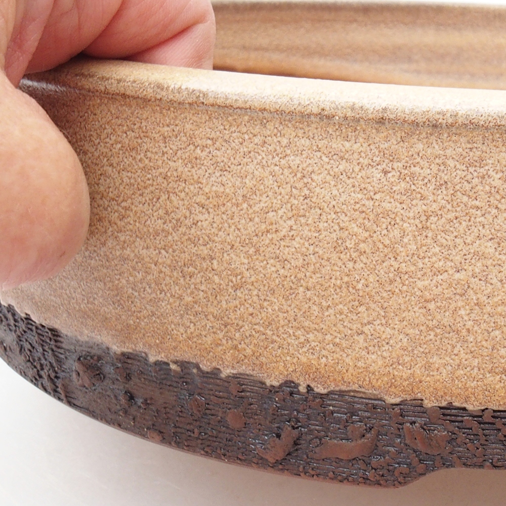 Keramická bonsai miska 24,5 x 24,5 x 6,5 cm, barva béžová