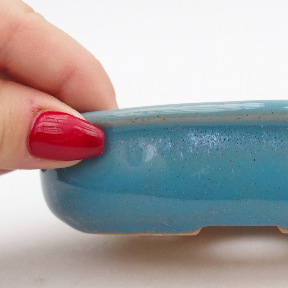 Keramická bonsai miska 12 x 8,5 x 3 cm, barva modrá