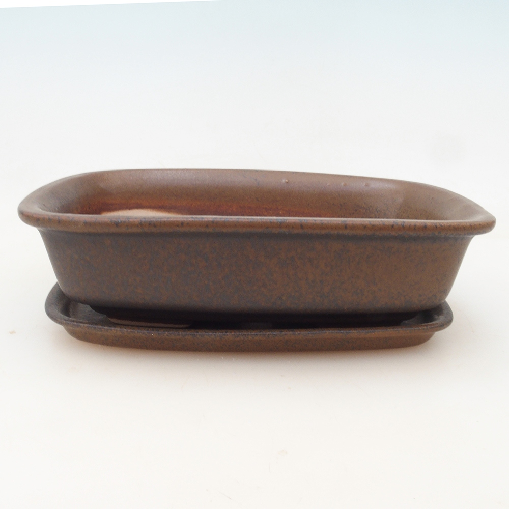 Bonsai miska + podmiska H02 - hnědá