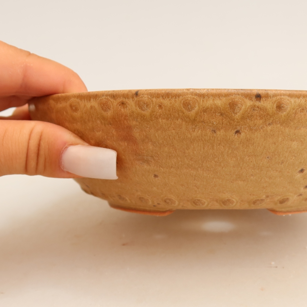 Keramická bonsai miska 17,5 x 17,5 x 4,5 cm, barva béžová
