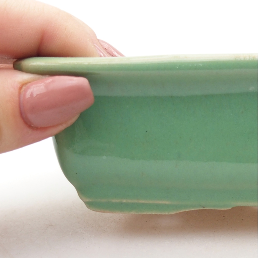 Keramická bonsai miska 13,5 x 10 x 4 cm, barva zelená