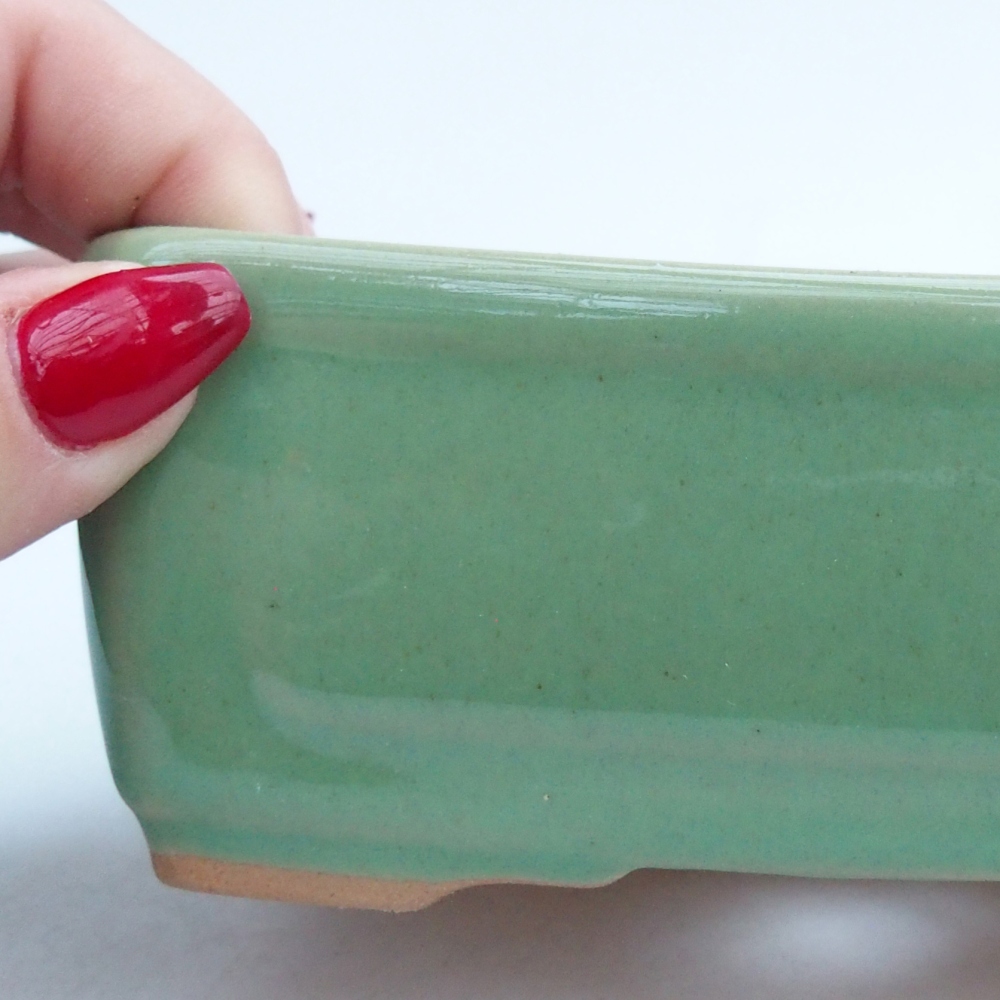 Keramická bonsai miska 13 x 10 x 5 cm, barva zelená