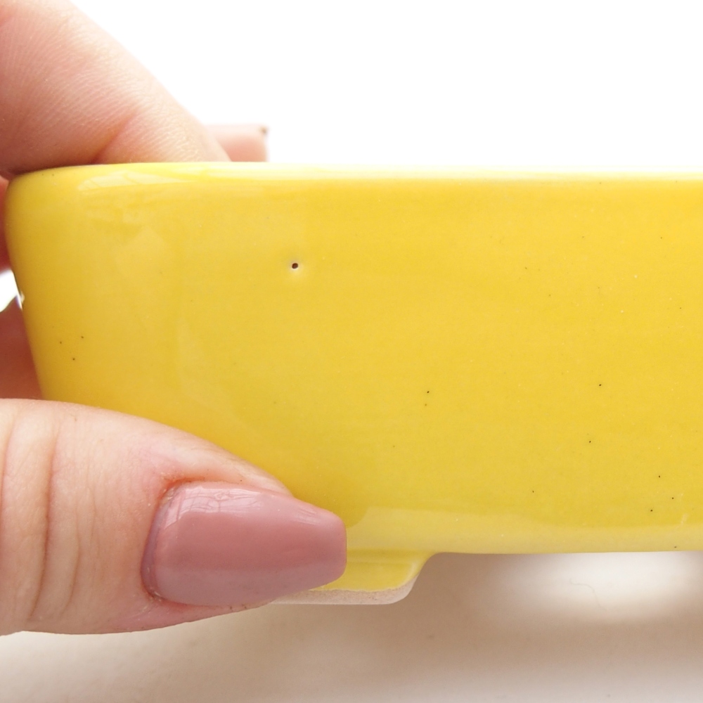 Keramická bonsai miska 12,5 x 9 x 3,5 cm, barva žlutá